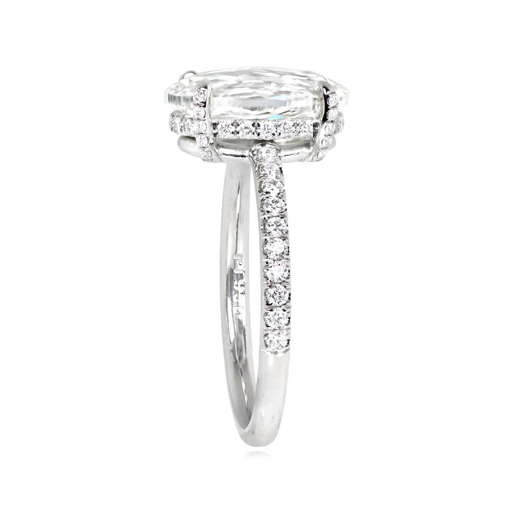 Art Deco GIA 3.02ct Oval Rose Cut Diamond Engagement Ring, I Color For Sale