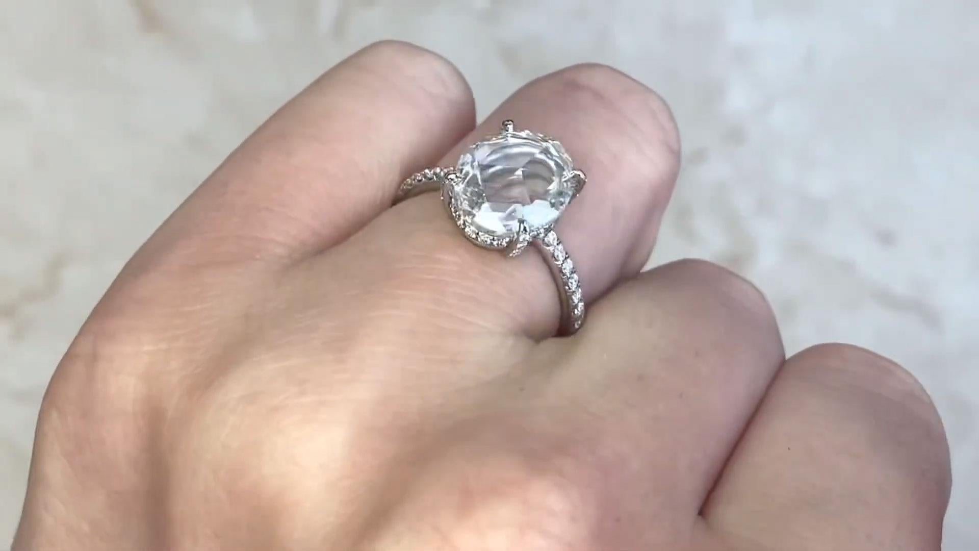 Rose Cut Diamond Engagement Ring (GIA Approx. 3.00-Carats), Platinum In Excellent Condition For Sale In New York, NY