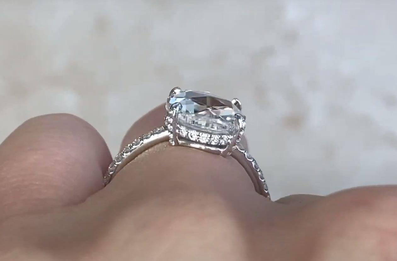 GIA 3.02ct Oval Rose Cut Diamond Engagement Ring, I Color For Sale 3