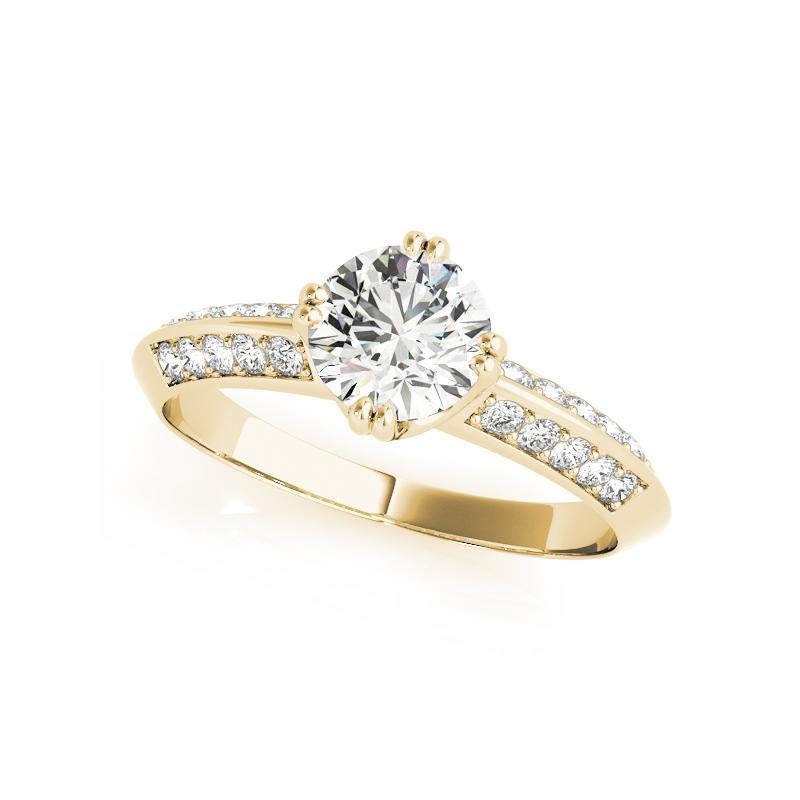 Taglio rotondo GIA 3,02ct Anello con diamante rotondo a doppio canale e bordo a coltello in oro giallo 18 carati in vendita