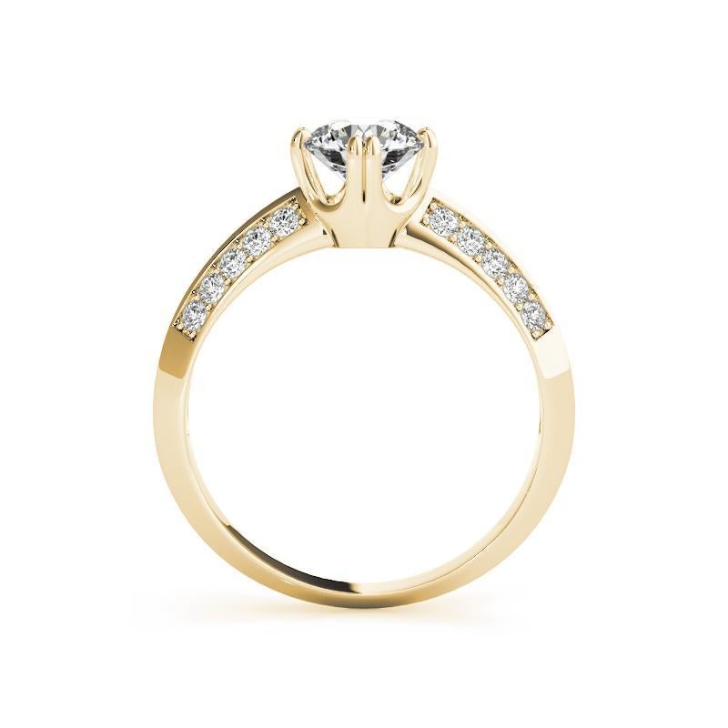 GIA 3,02ct Anello con diamante rotondo a doppio canale e bordo a coltello in oro giallo 18 carati In condizioni Nuovo in vendita a New York, NY