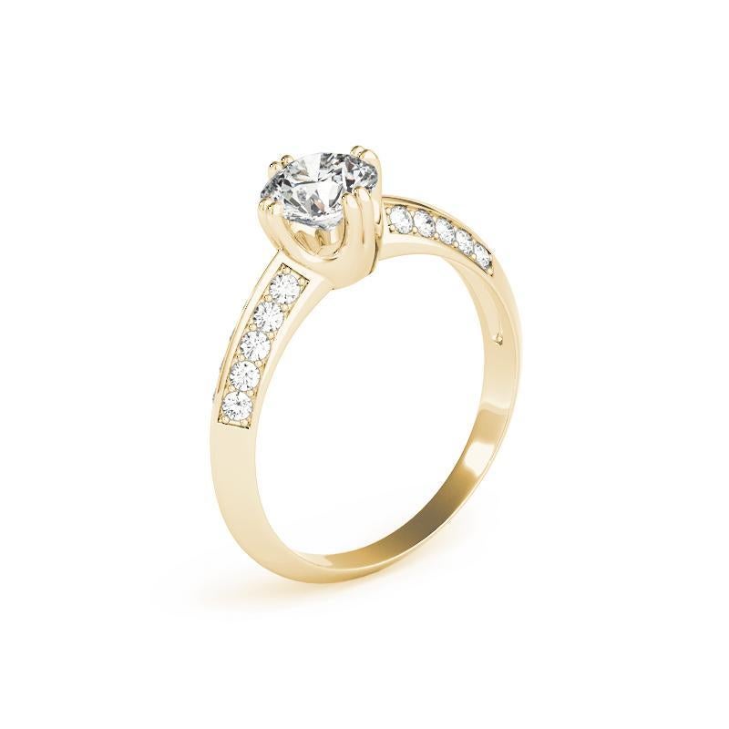 Donna GIA 3,02ct Anello con diamante rotondo a doppio canale e bordo a coltello in oro giallo 18 carati in vendita