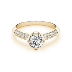 GIA 3.02ct Round Double Channel Knife Edge Band 18K Yellow Gold Diamond Ring