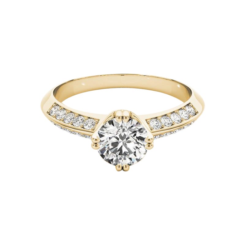 GIA 3.02ct Round Double Channel Knife Edge Band 18K Yellow Gold Diamond Ring