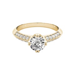 GIA 3.02ct Round Double Channel Knife Edge Band 18K Yellow Gold Diamond Ring