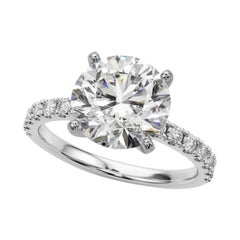 GIA 3.02ct Round Solitaire with Half Eternity 18K White Gold Diamond Ring