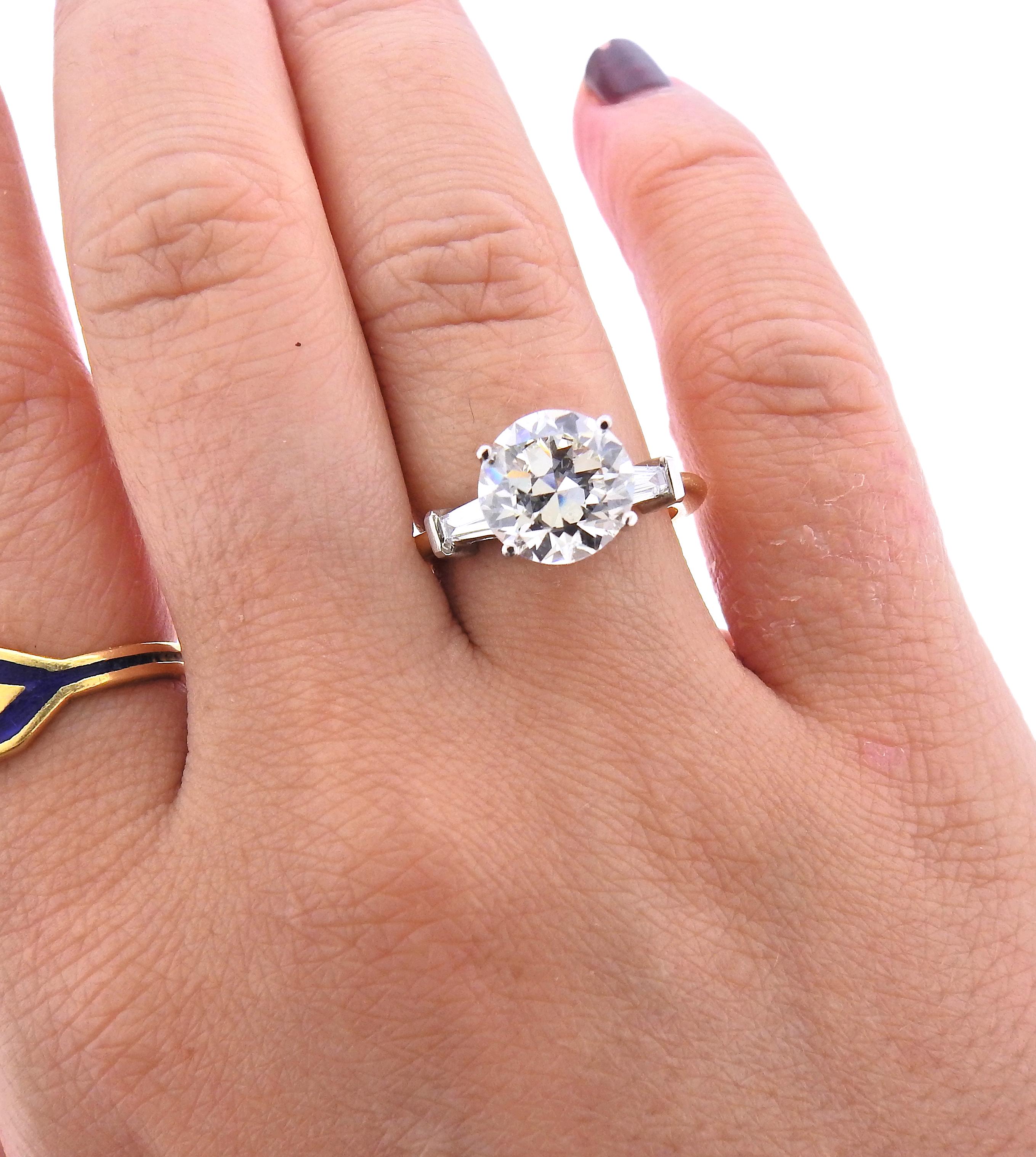 Round Cut GIA 3.03 Carat I VS1 Diamond Tiffany & Co. Platinum Gold Engagement Ring