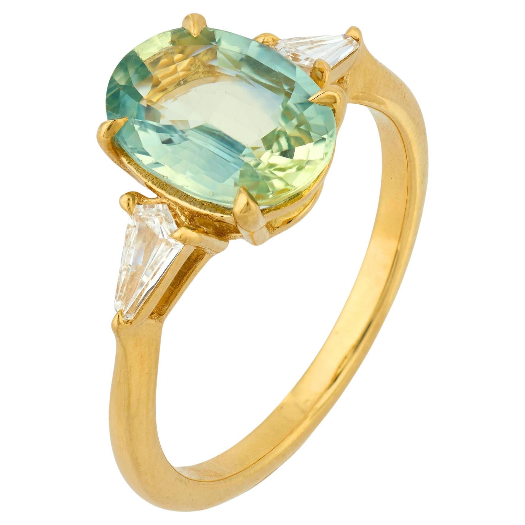 GIA 3.03 carat no heat sapphire diamond 18k yellow gold ring