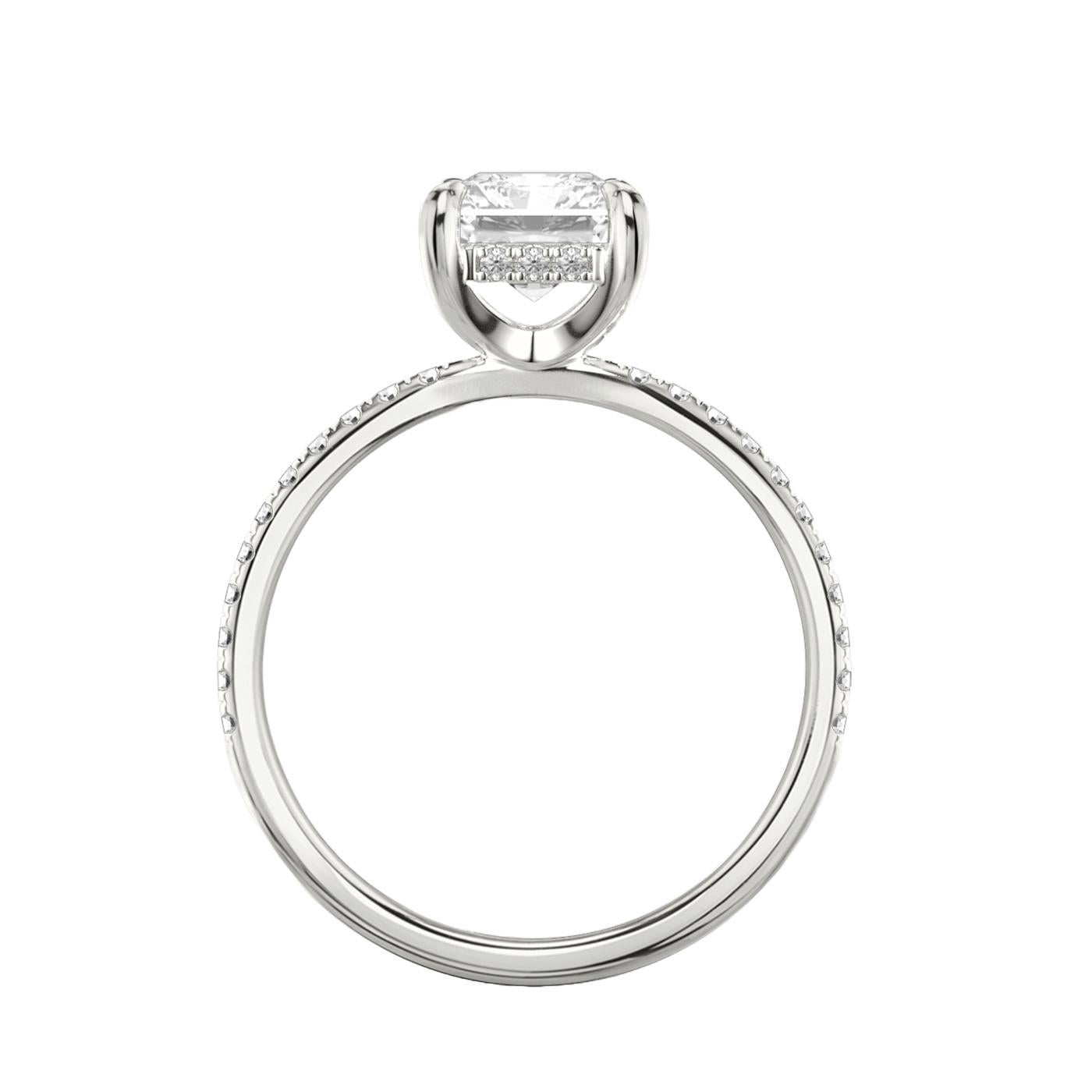 GIA 3.03ct Natural Radiant Cut Diamond with Pave Diamonds Ring 18k White Gold In Good Condition For Sale In Aventura, FL