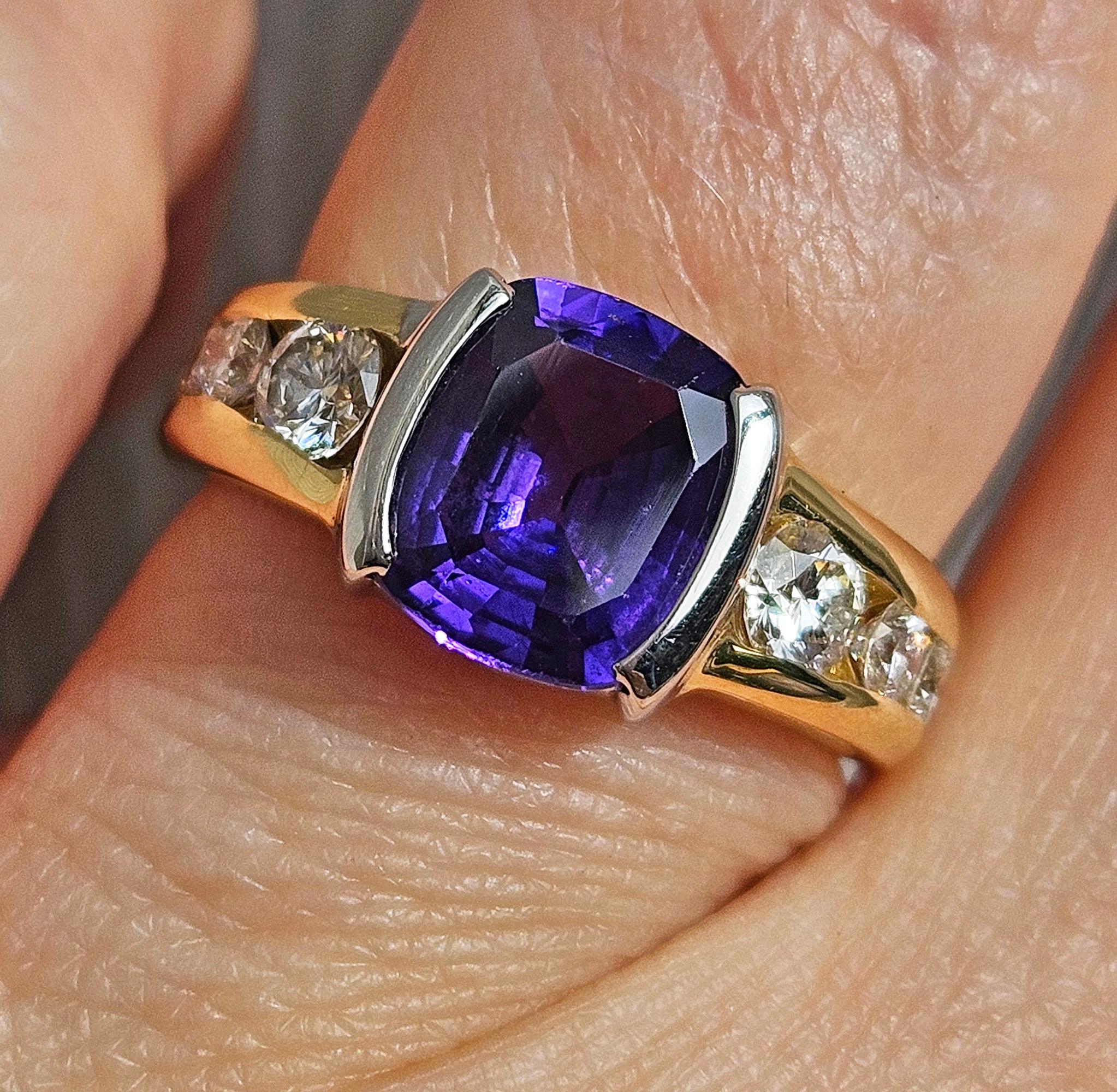 GIA 3.04ctw Natural PURPLE Unheated Ceylon Sapphire Diamond Platinum 18K Ring 4