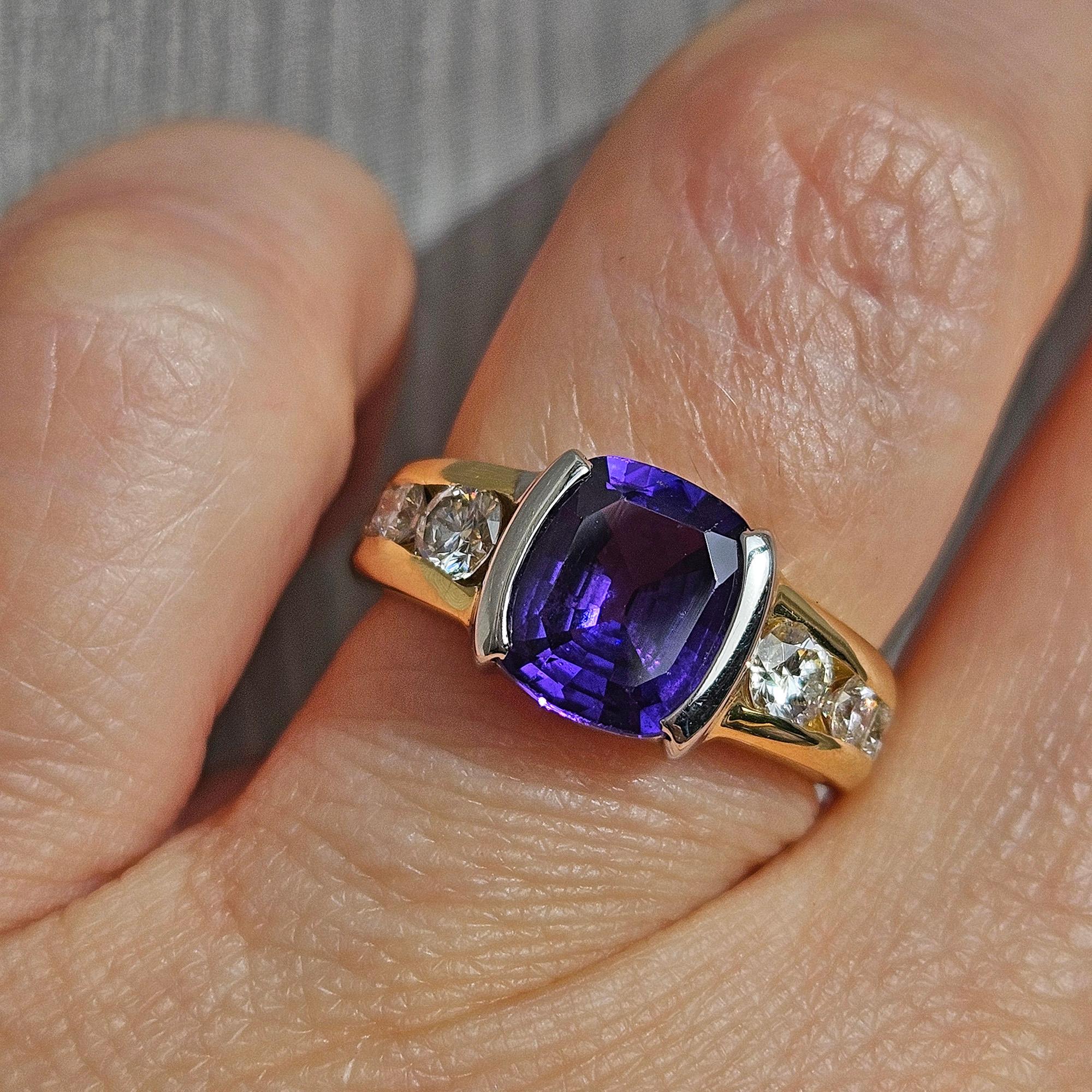 GIA 3.04ctw Natural PURPLE Unheated Ceylon Sapphire Diamond Platinum 18K Ring 5