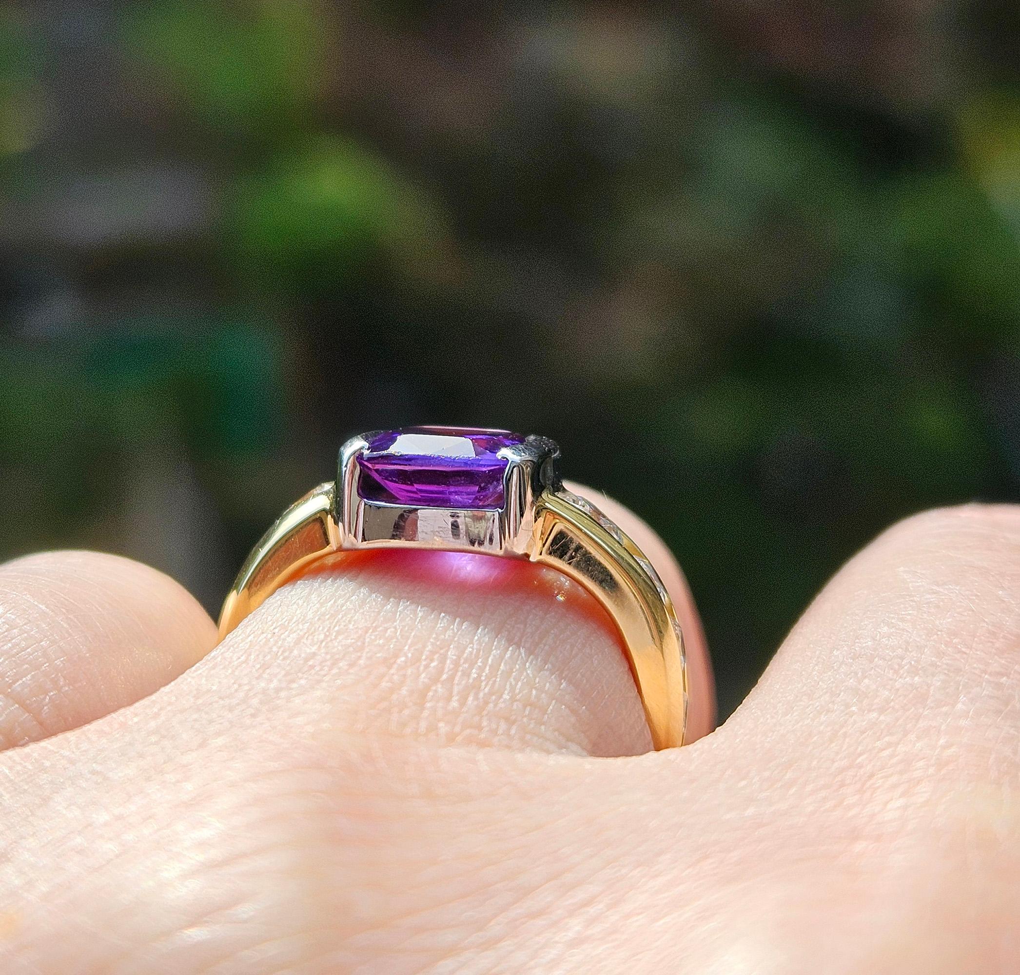GIA 3.04ctw Natural PURPLE Unheated Ceylon Sapphire Diamond Platinum 18K Ring 8