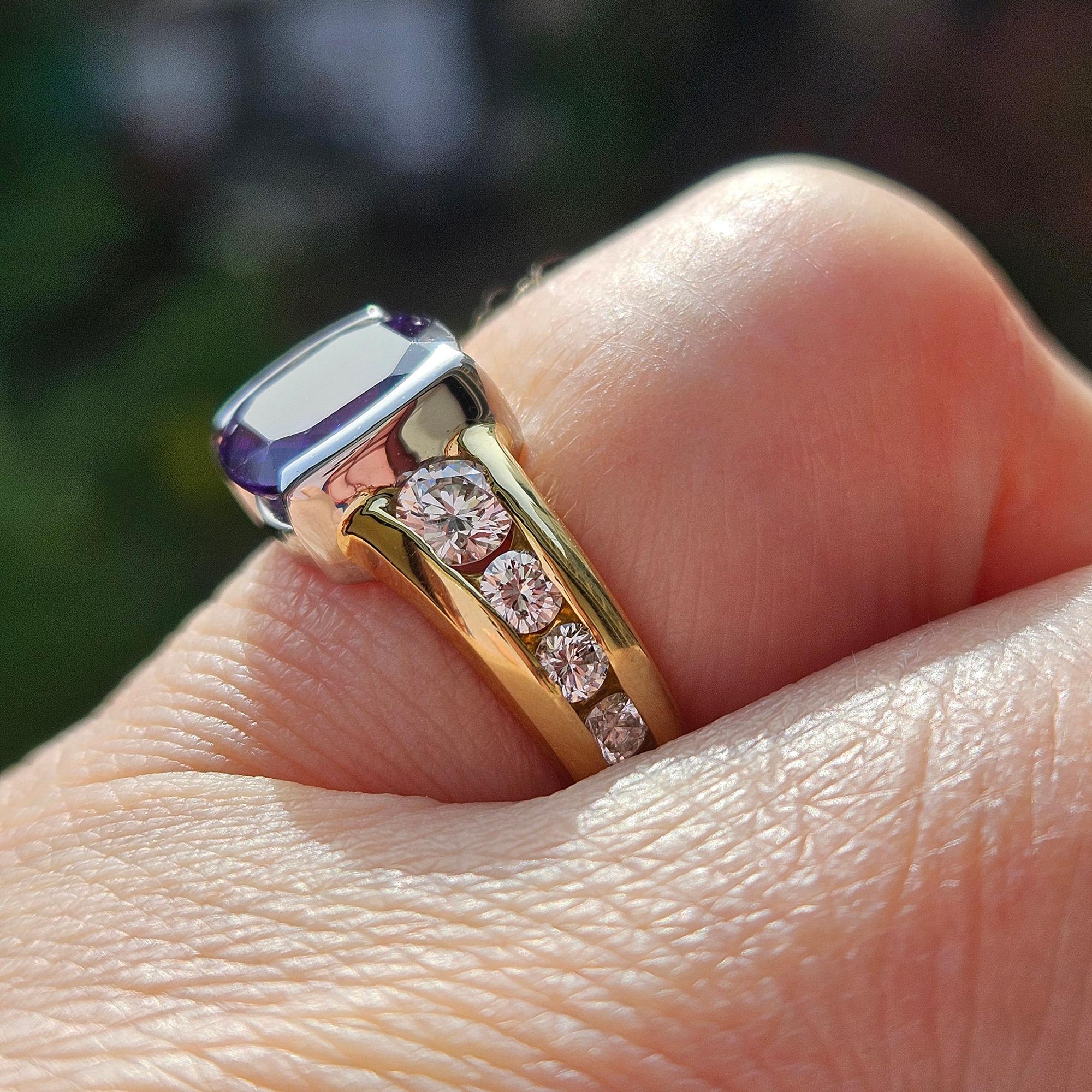 GIA 3.04ctw Natural PURPLE Unheated Ceylon Sapphire Diamond Platinum 18K Ring 9