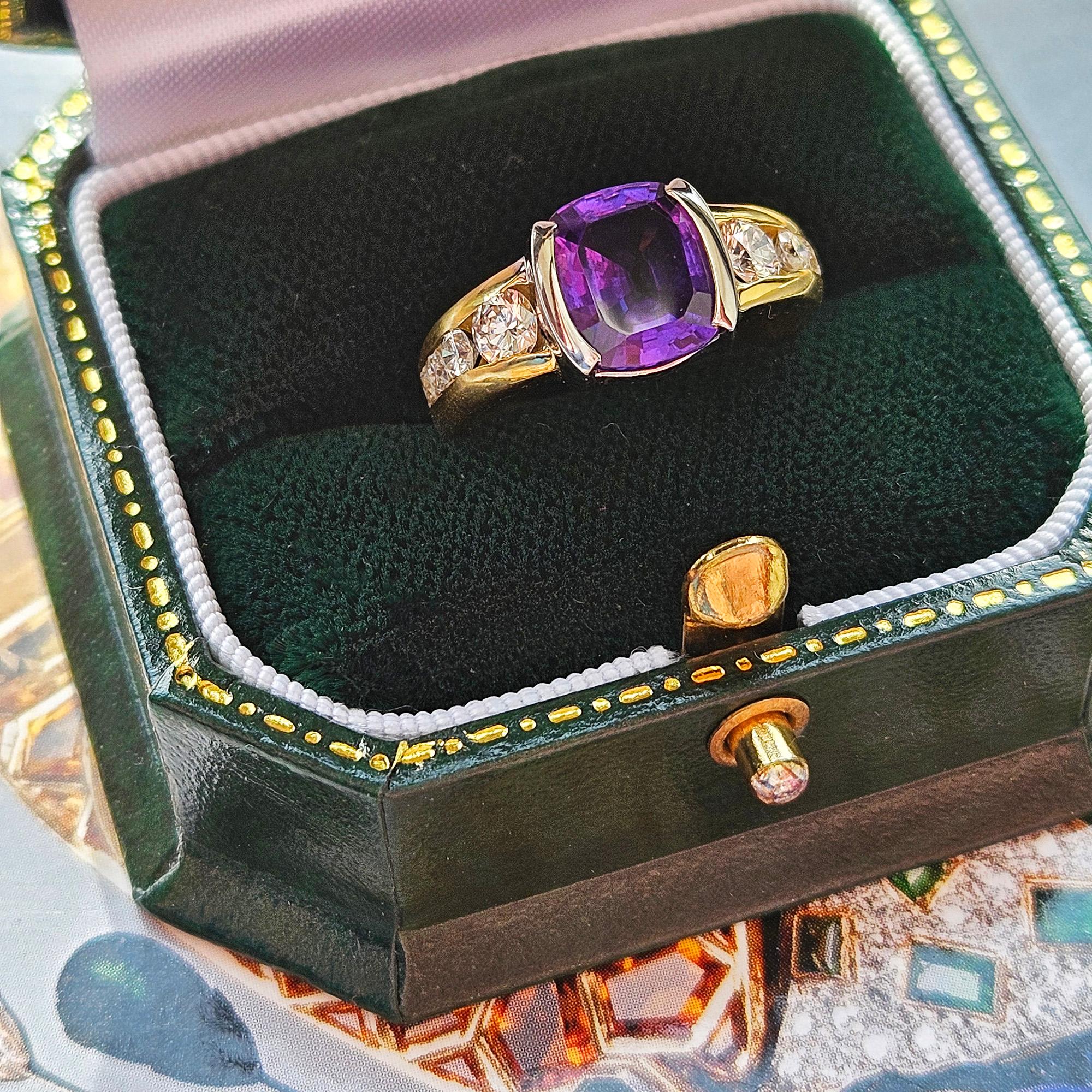 GIA 3.04ctw Natural PURPLE Unheated Ceylon Sapphire Diamond Platinum 18K Ring 11