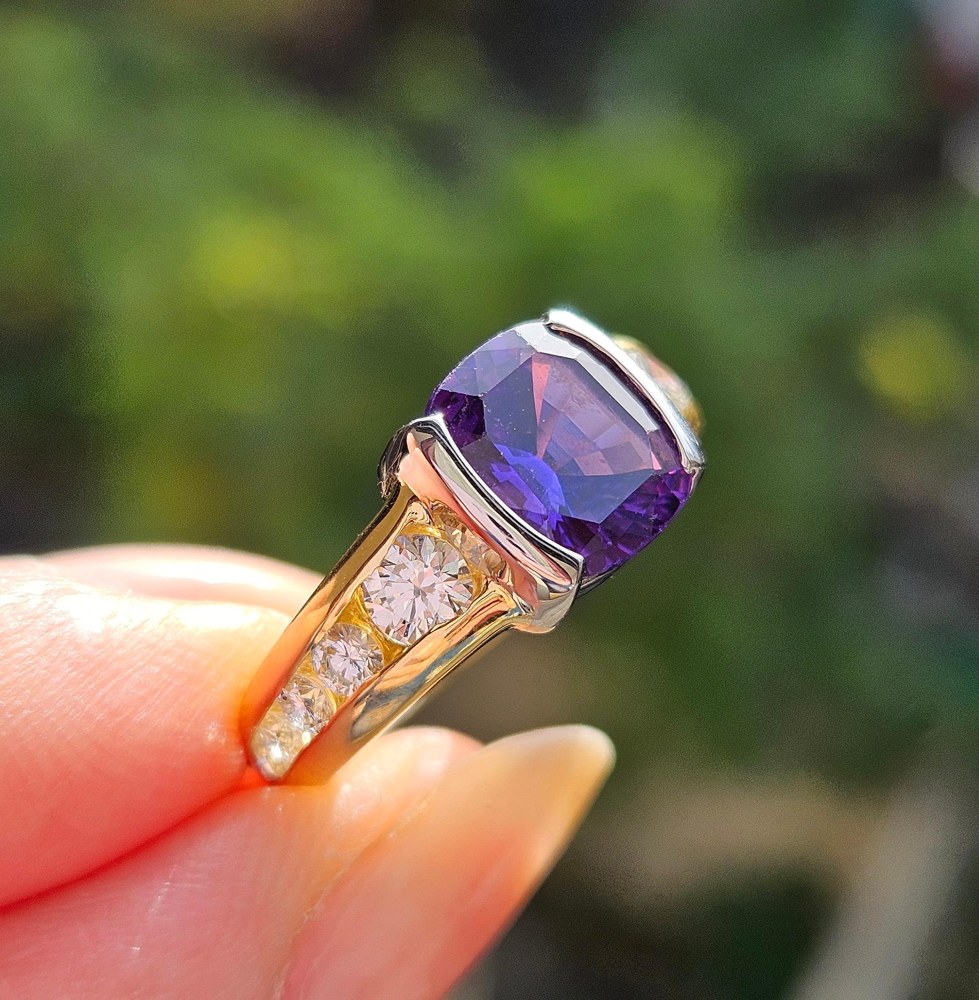 GIA 3.04ctw Natural PURPLE Unheated Ceylon Sapphire Diamond Platinum 18K Ring 13
