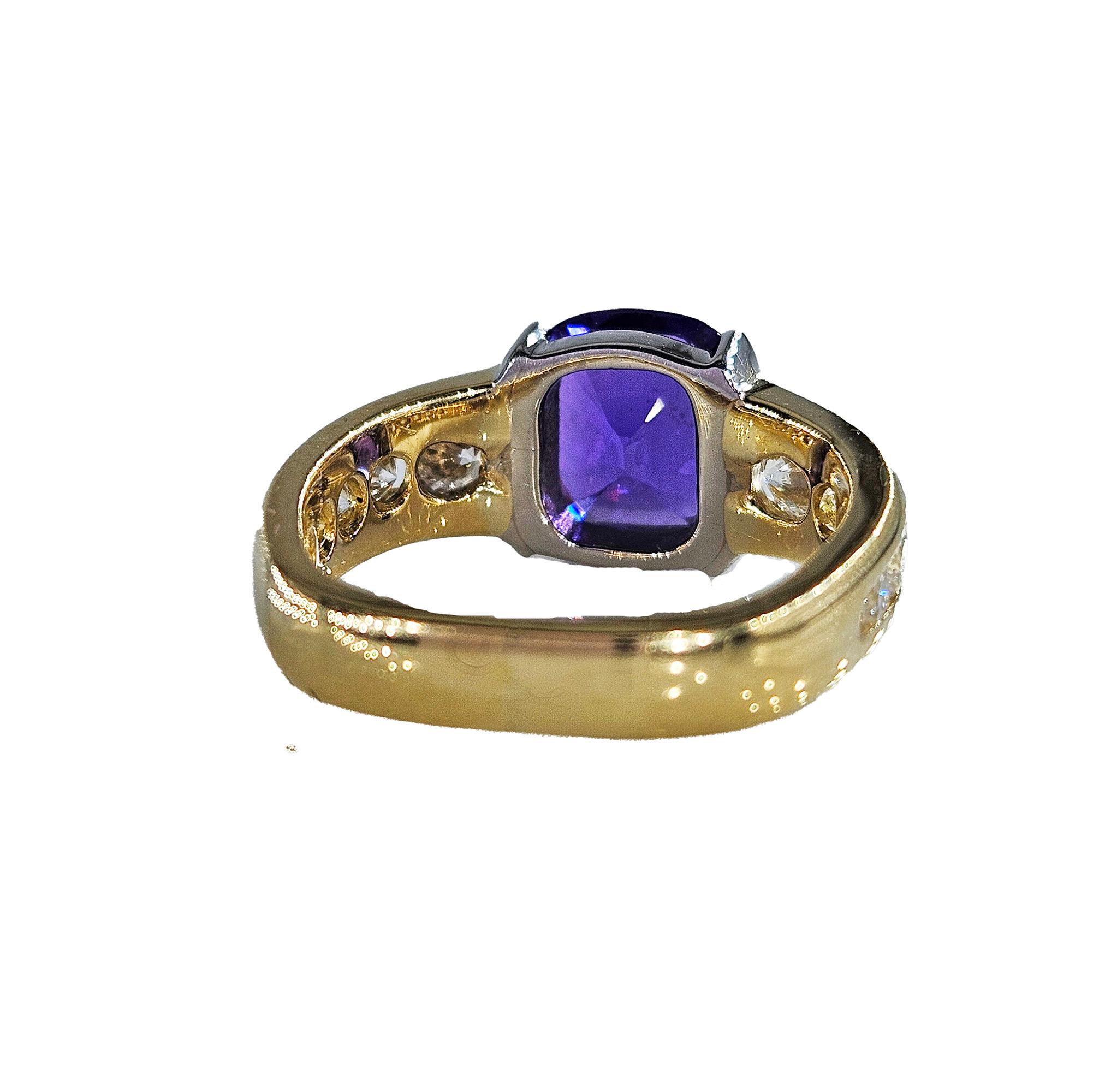 Contemporary GIA 3.04ctw Natural PURPLE Unheated Ceylon Sapphire Diamond Platinum 18K Ring