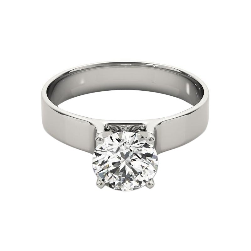 GIA 3,05 Carati Tondo Moderno Cattedrale Solitario Anello con Diamante in Oro Bianco 18K