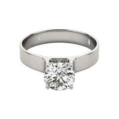 GIA 3,05 Carati Tondo Moderno Cattedrale Solitario Anello con Diamante in Oro Bianco 18K