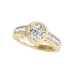GIA 3,05ct Runde Lünette verziert filigrane antike 18K Gelbgold Diamant Ring