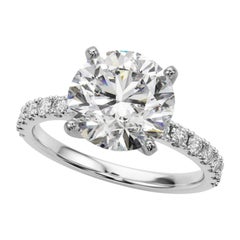 GIA 3.05ct Round Solitaire with Half Eternity 18K White Gold Diamond Ring