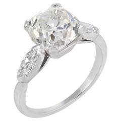 GIA 3.11 carat old mine cut diamond platinum engagement ring