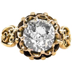 GIA 3::14 Karat viktorianische alte Mine Solitär Diamant Hochzeit antiken Ring