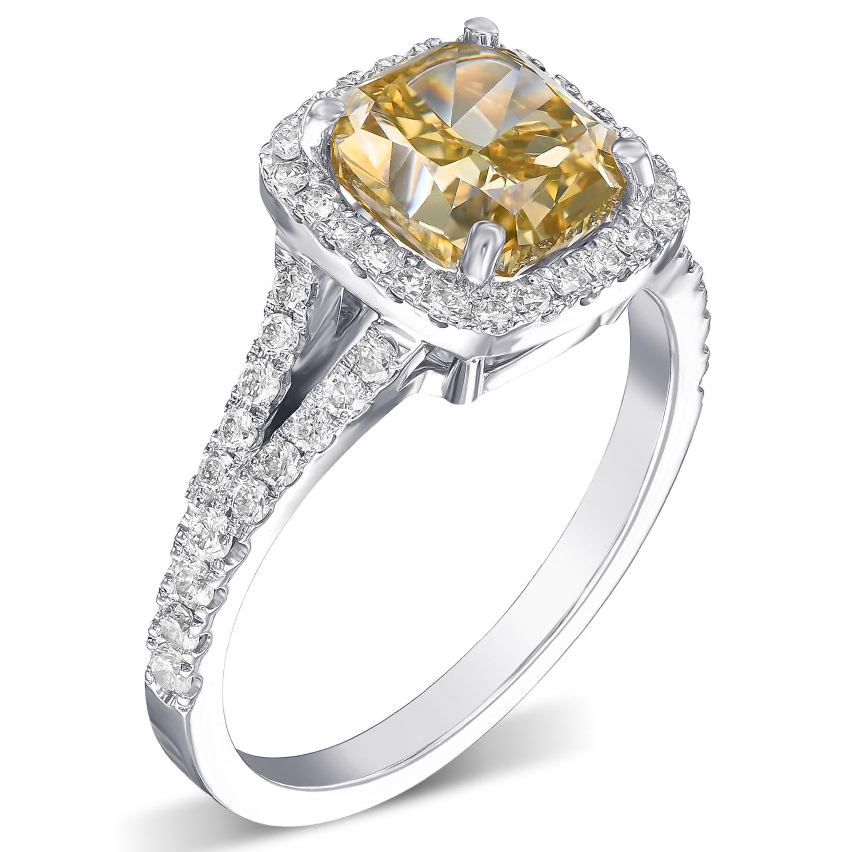 Women's NO RESERVE - GIA 3.14 TCW Fancy Diamond Diamond, 18 Karat White Gold Ring