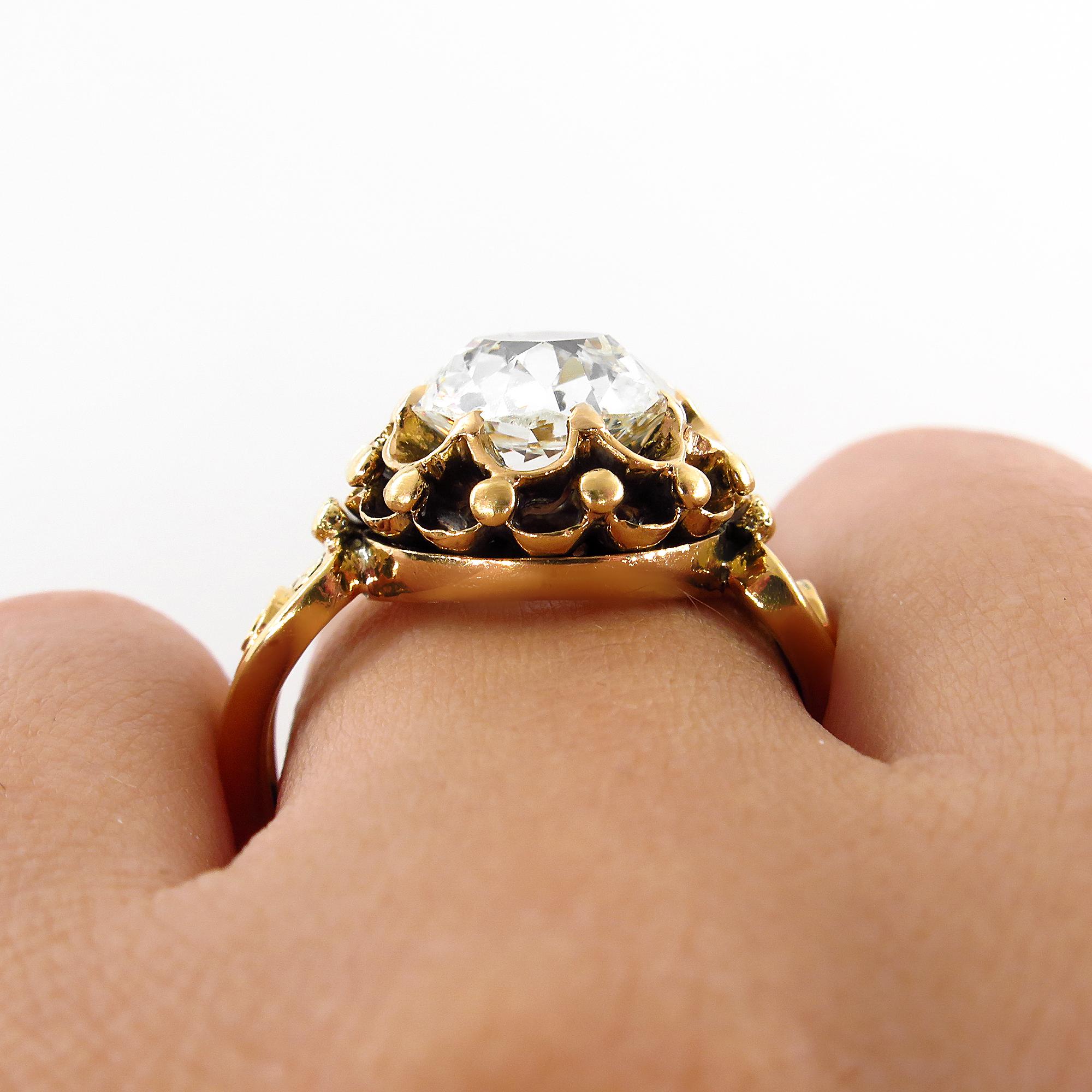 GIA 3.14 Carat Victorian Old Mine Solitaire Diamond Wedding Antique Ring 4
