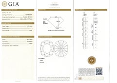 GIA 3.15 and 3.49 Carat Cushion Brilliant Diamond Gold Stud Earrings