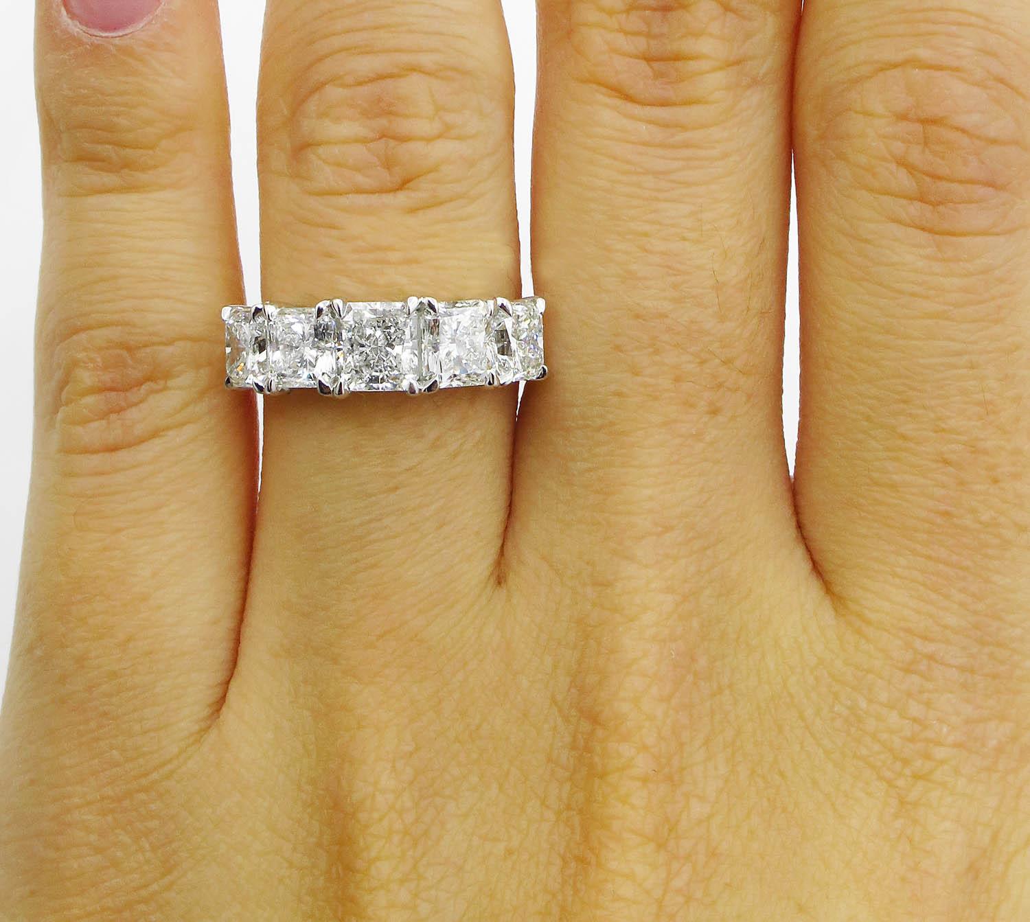 GIA 3.16 Carat Estate Vintage Radiant Diamond Engagement Wedding Platinum Ring 5