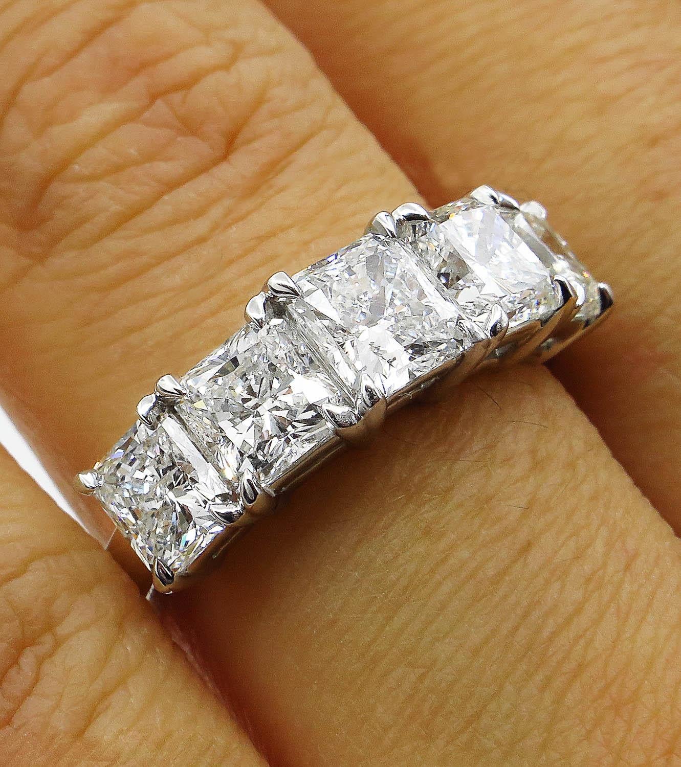 GIA 3.16 Carat Estate Vintage Radiant Diamond Engagement Wedding Platinum Ring 6