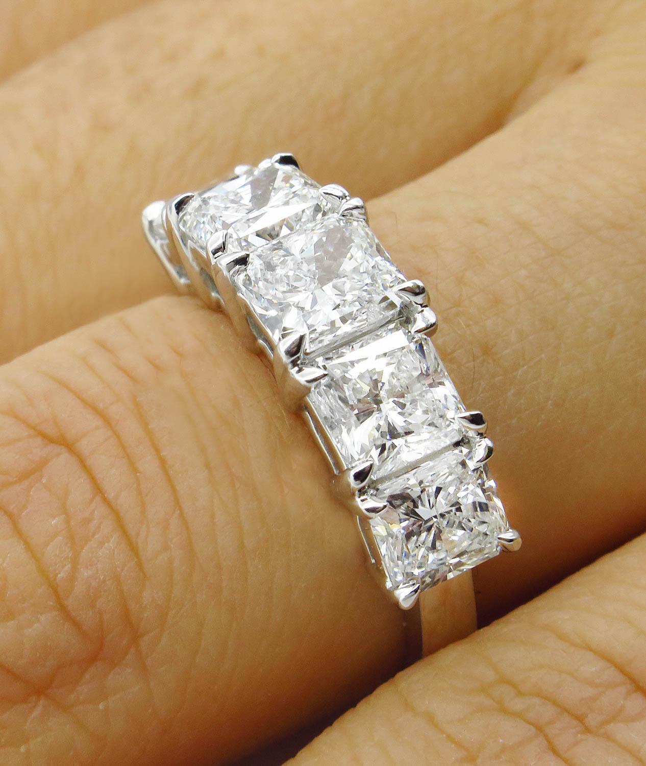 GIA 3.16 Carat Estate Vintage Radiant Diamond Engagement Wedding Platinum Ring 7