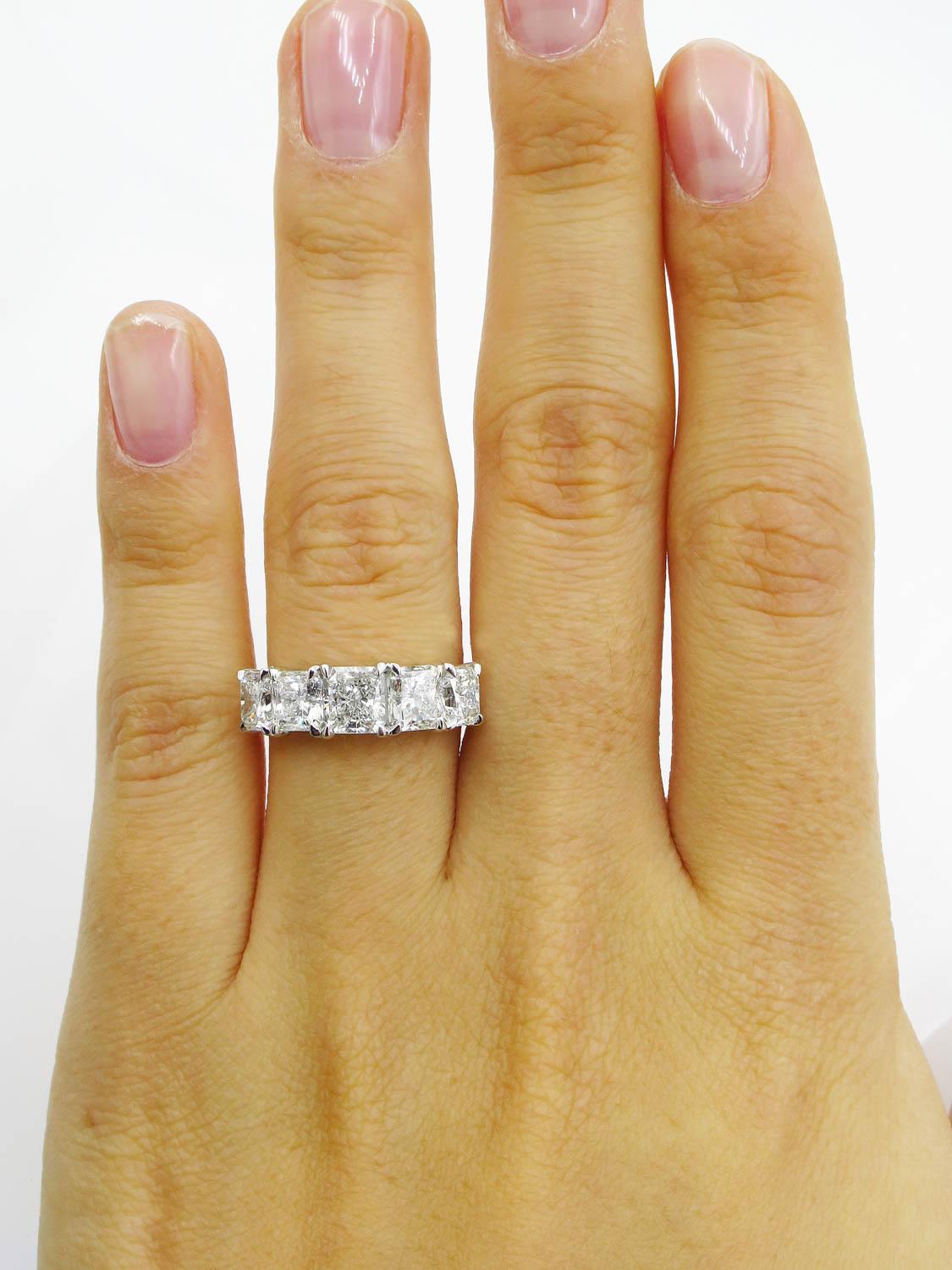 GIA 3.16 Carat Estate Vintage Radiant Diamond Engagement Wedding Platinum Ring 4