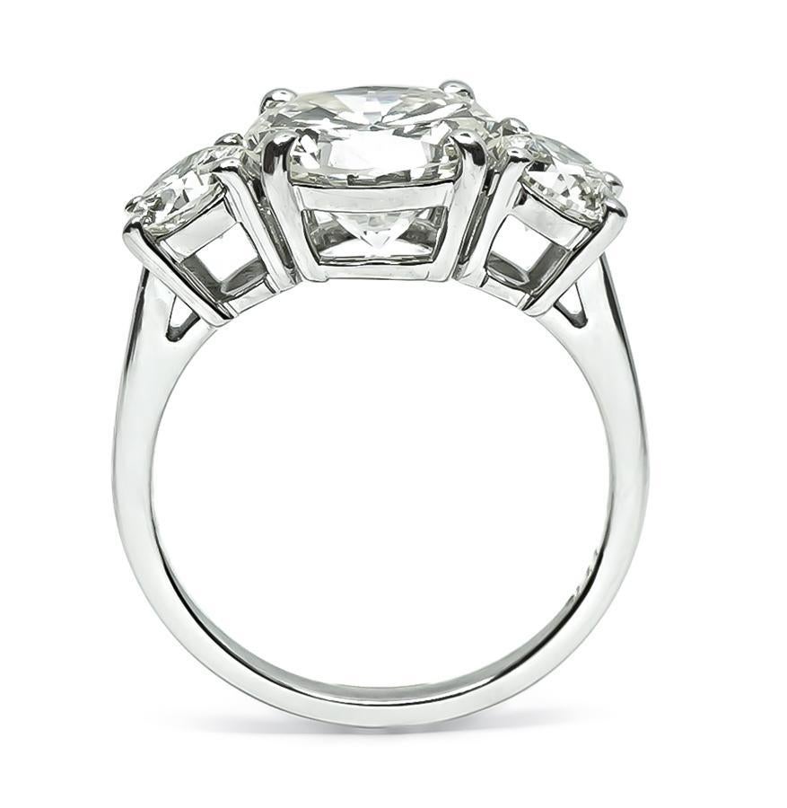 Taille ronde Bague de fiançailles GIA 3,17ct diamant central 0,52ct et 0,62ct diamant latéral en vente