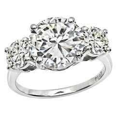 Bague de fiançailles GIA 3,17ct diamant central 0,52ct et 0,62ct diamant latéral