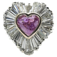 GIA 3.17ct Natural Fancy Intense Pink Purple Diamond Engagement Ring 18K Heart