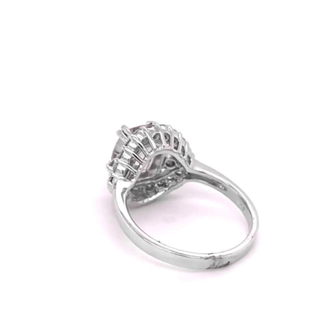 Cushion Cut GIA 3.17 Carat No Heat Natural Ceylon Light Pink Sapphire 14k White Gold Ring For Sale