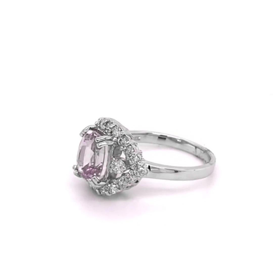 GIA 3.17 Carat No Heat Natural Ceylon Light Pink Sapphire 14k White Gold Ring In New Condition For Sale In LA, CA