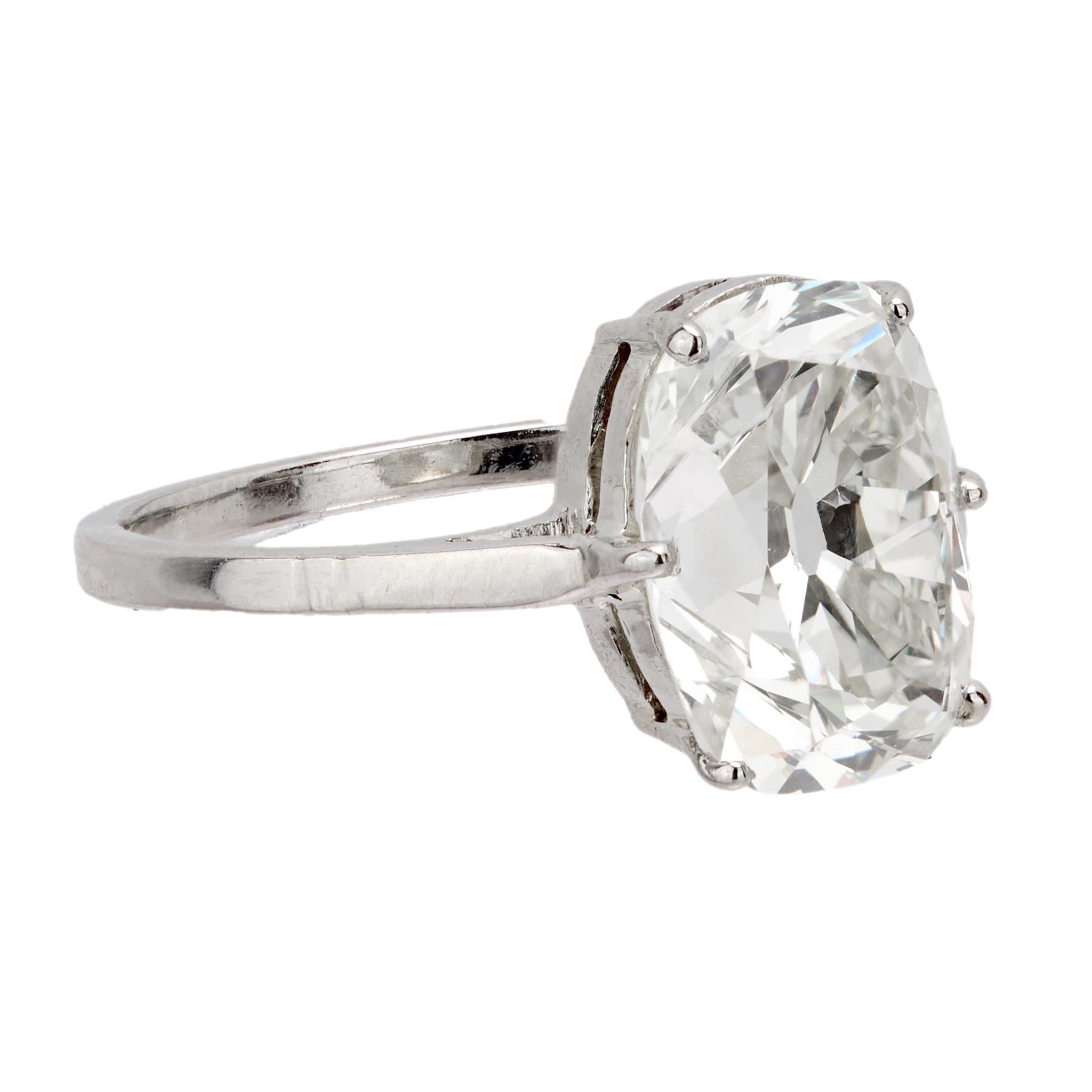 Old Mine Cut GIA 3.18 carat old mine cut diamond platinum engagement ring