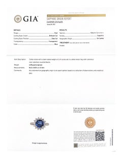 GIA 3.18 Carats Diamond Sri Lanka Sapphire Platinum Halo Ring