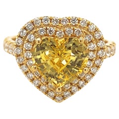 Used GIA 3.19 Carats Unheated Yellow Sapphire Ring