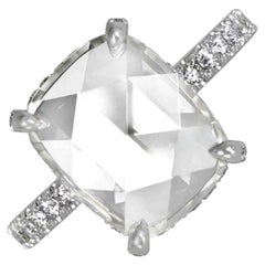 GIA 3.21ct Rose Cut Diamond Engagement Ring, VS1 Clarity, Platinum