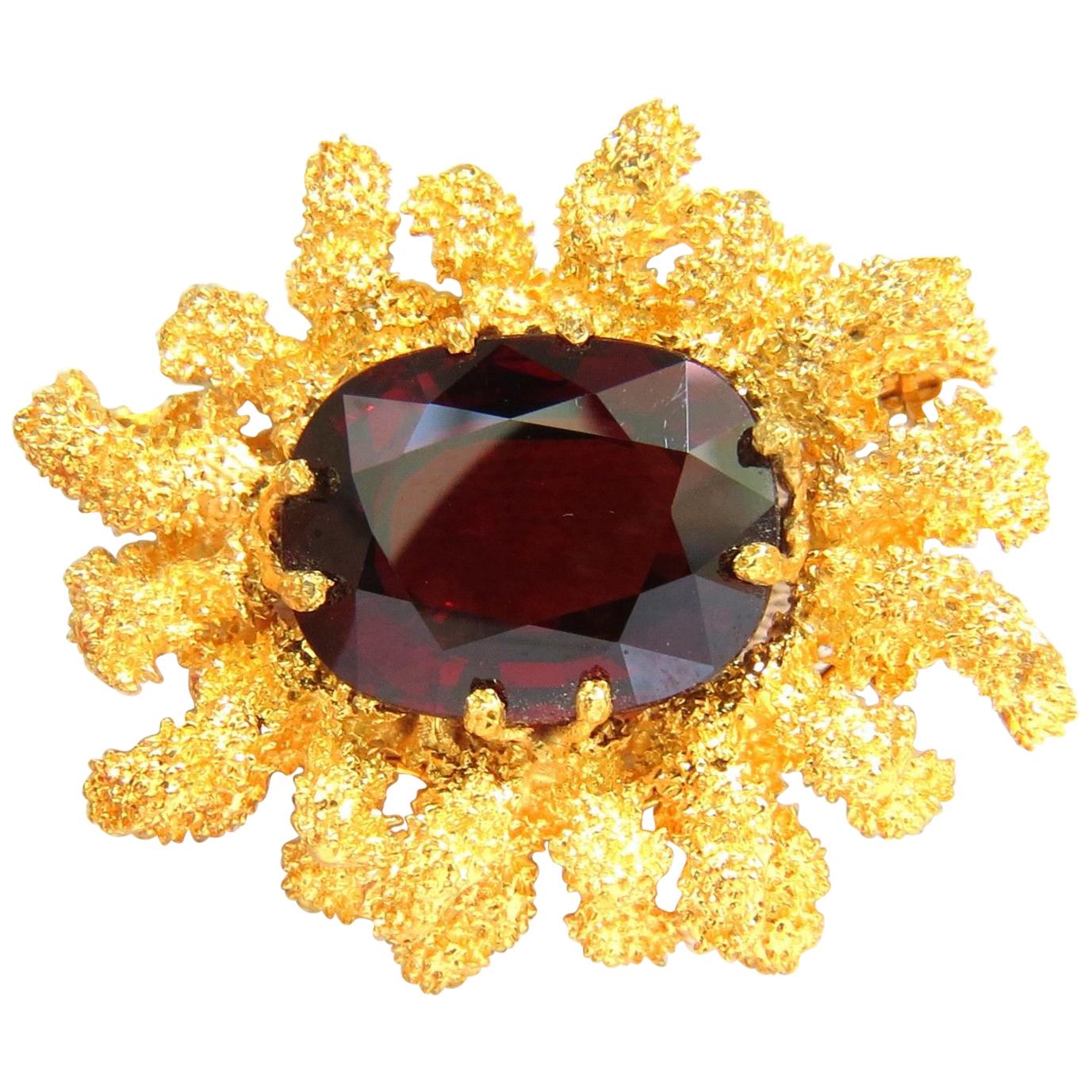 GIA 32.22 Carat Natural Spessartite Garnet 3D Ocean Coral / Rough Nugget Pin For Sale