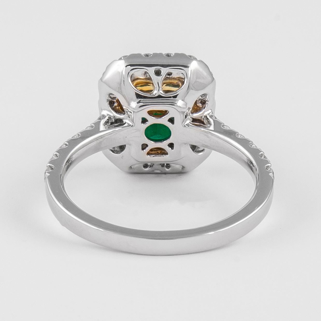 Alexander Beverly Hills GIA 3.23ct Emerald and Diamond Halo Ring 18k In New Condition For Sale In BEVERLY HILLS, CA