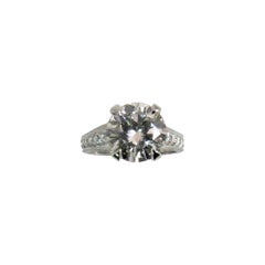 GIA 3.24 Round Diamond in Varna Platinum Diamond Engagement Ring Mounting