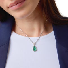 GIA 3.25 carat Colombian emerald diamond 18k white gold pendant necklace