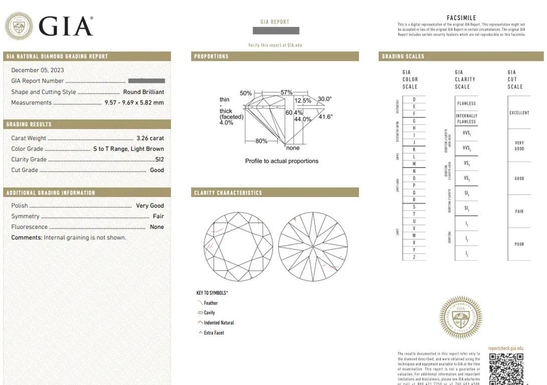 Anillo solitario de diamantes redondos de 3,26 ct en platino con certificado GIA

El Anillo Solitario de Diamante Brillante Redondo tiene un Diamante Brillante Redondo de 3,26 quilates, certificado por el GIA, engastado en Platino.

El peso total