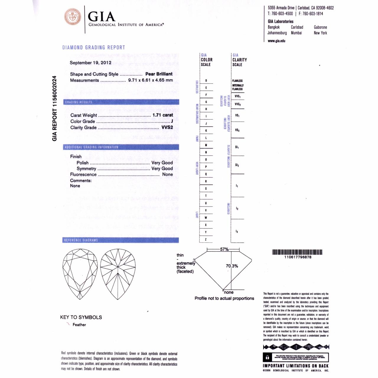 Modern GIA 3.27 Carat Pear Diamond Stud Platinum Earrings