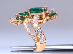 GIA 3.27ct Natural Emerald Cocktail Diamond Ring 14kt F2 12410*