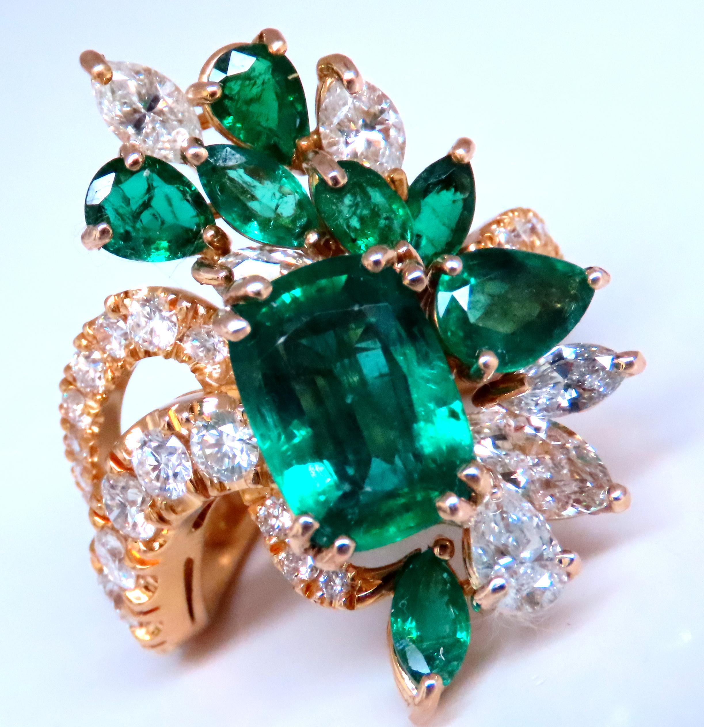 GIA 3,27ct Smeraldo Naturale Cocktail Anello di Diamanti 14kt F2 12410 In condizioni Nuovo in vendita a New York, NY